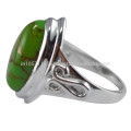 Natürlicher grüner Kupfer Türkis Attraktiver Edelstein &amp; 925 Sterling Silber Einfacher Design Ring